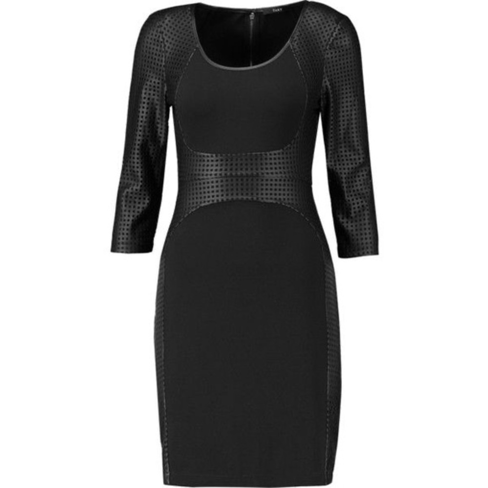 TART COLLECTION‎ Roxy Perforated Faux Leather And Crepe Dress